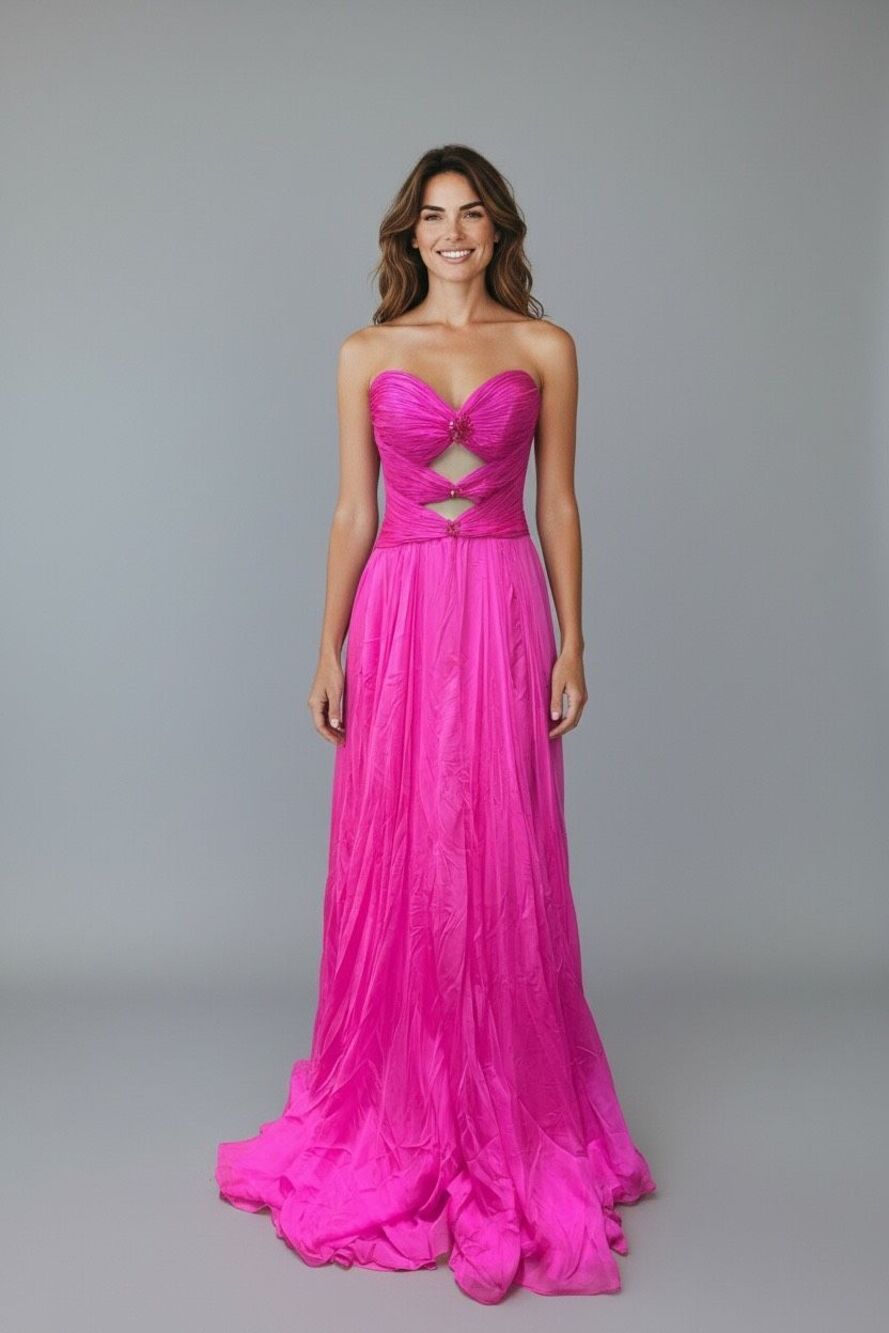 Sherri Hill Couture from the Premium Line Strapless Gown in Hot Pink NWOT Size 4